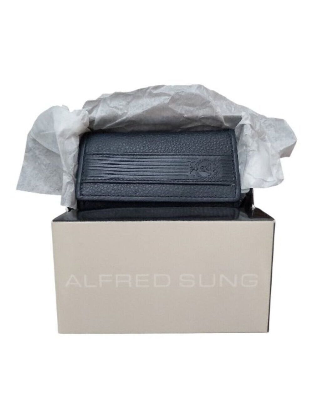 Alfred Sung Real Leather Key Holder with Detachable Key Chain Black NWT